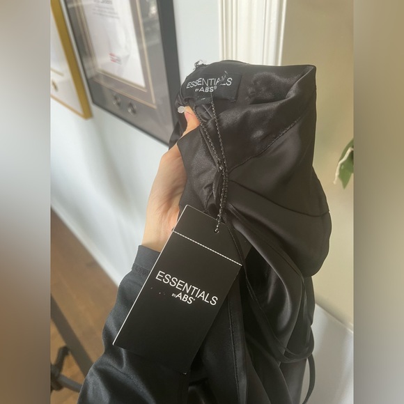 ESSENTIALS BY ABS Long Floor length Satin Black Gown Size 12 Brand New - Picture 10 of 13